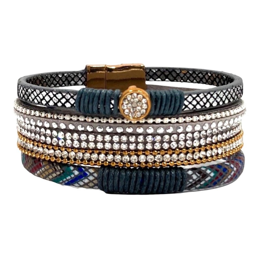 Multi Strand Fashion Bracelet with Crystals